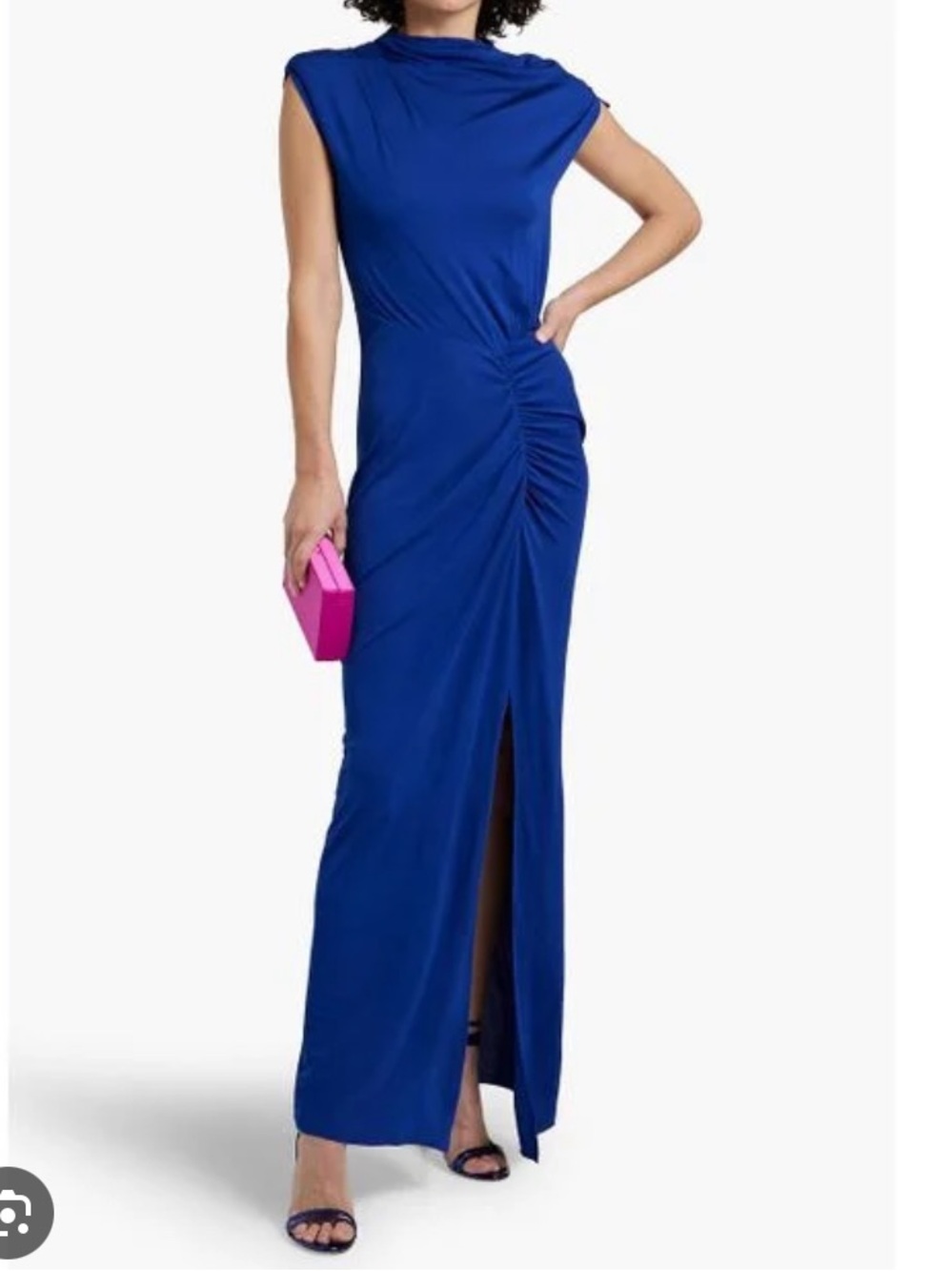 Diane Von Furstenberg Apollo ruched jersey Maxi Dress with Side Slit size M - Picture 2 of 5